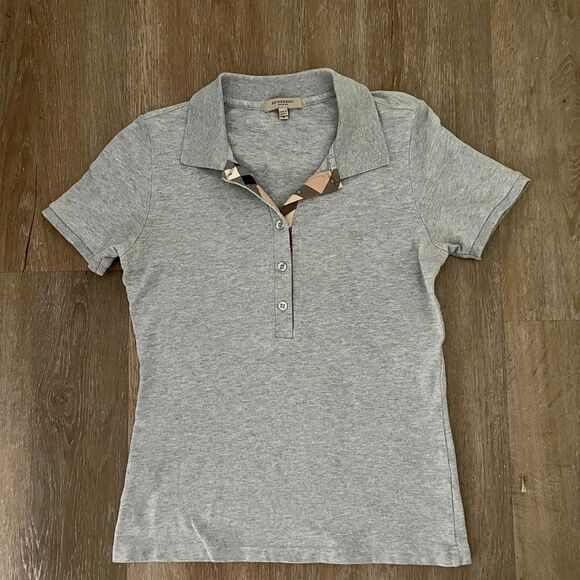 Burberry Brit Melange Novacheck Collar Gray Fitted Shirt Short Sleeve - Picture 1 of 4
